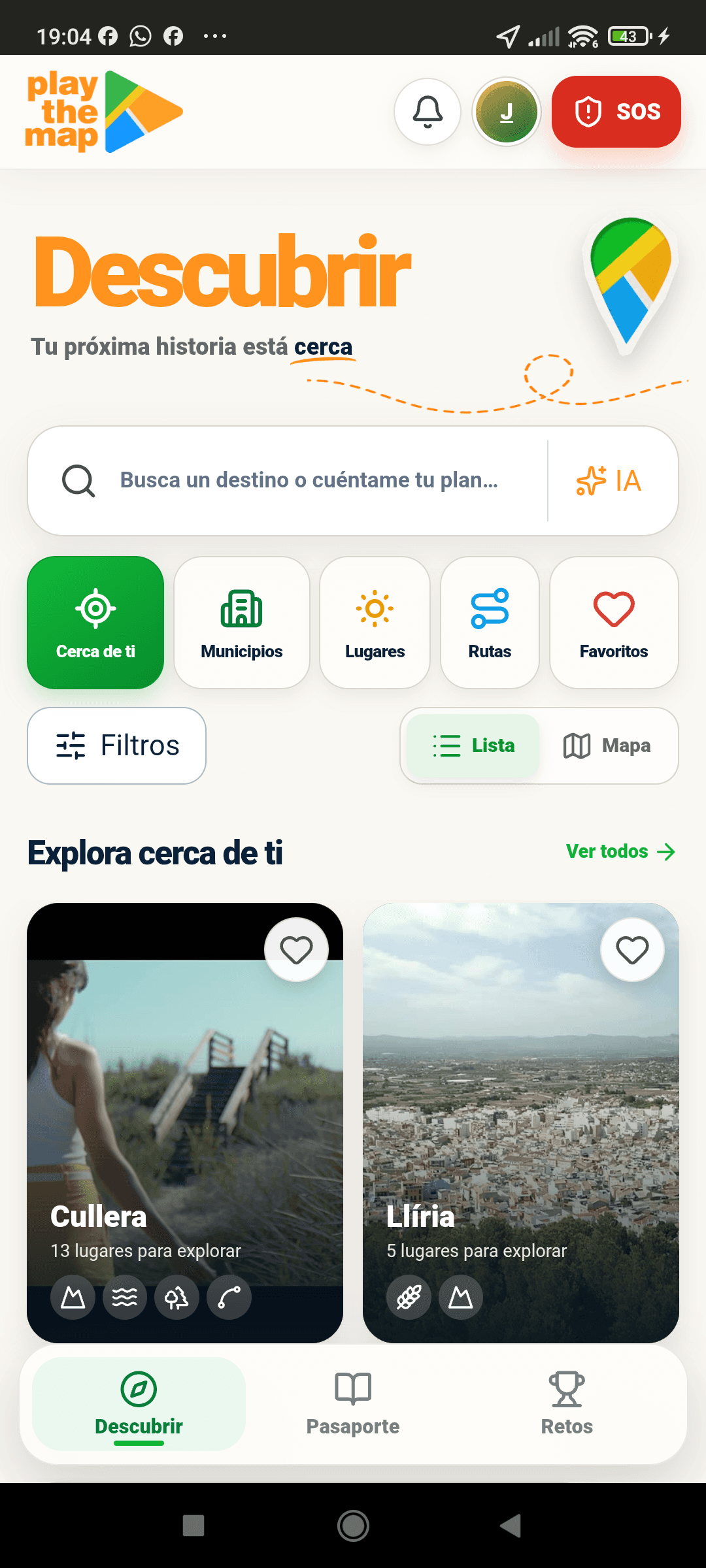Pantalla Descubrir de Play The Map
